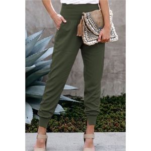 Casual Highwaist Joggers - Army Green